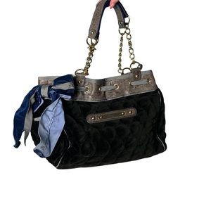 Authentic Juicy Couture Navy and Silver Quilted Tote Bag